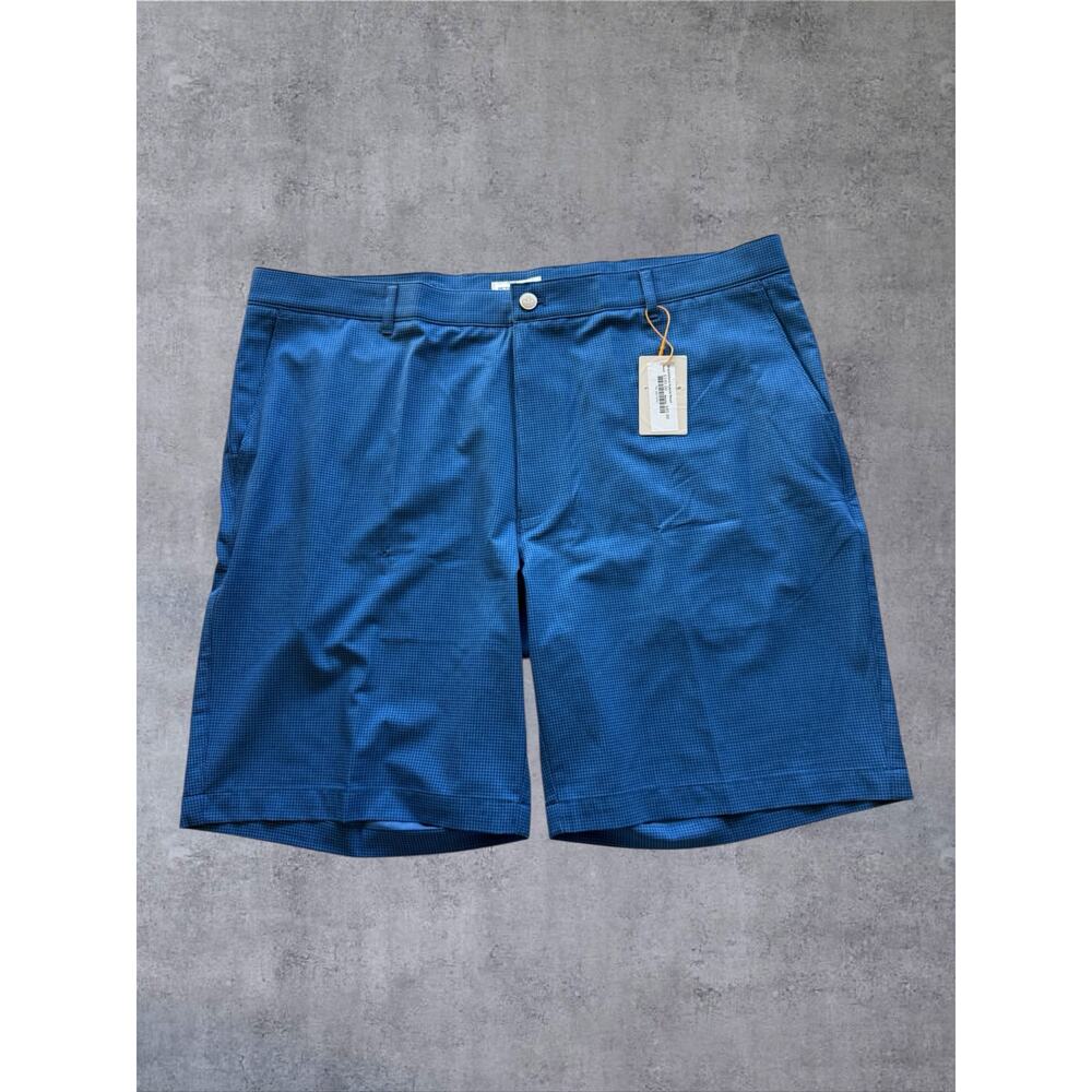 NWT Peter Millar Shackleford Hybrid Shorts 40 Sailor Blue Gingham Golf Swim 9"